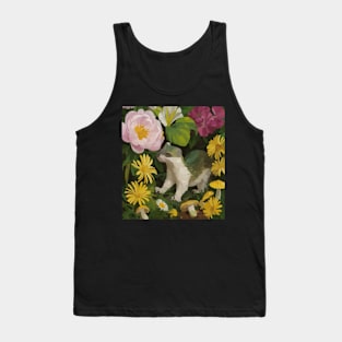 watercolor flowers surrounding a wild weasel Tank Top